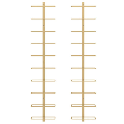 vidaXL Wall-mounted Wine Rack for 10 Bottles 2 pcs Gold Metal