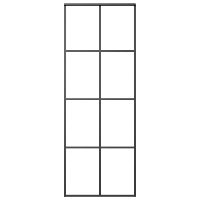 vidaXL Sliding Door Black 76x205 cm ESG Glass and Aluminium