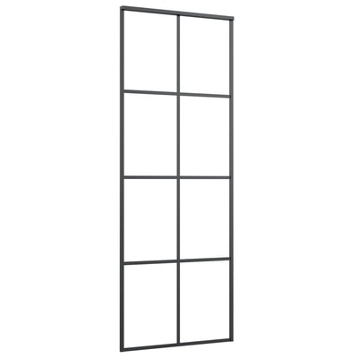 vidaXL Sliding Door Black 76x205 cm ESG Glass and Aluminium