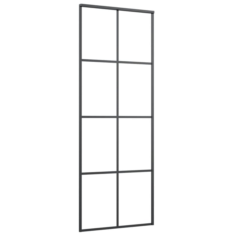 vidaXL Sliding Door Black 76x205 cm ESG Glass and Aluminium