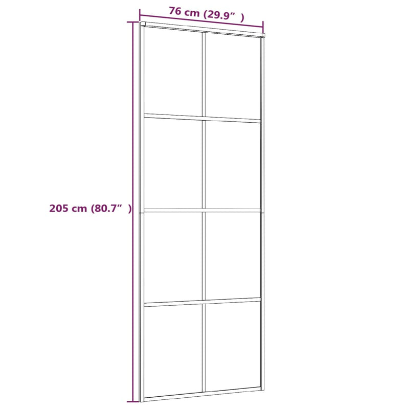 vidaXL Sliding Door Black 76x205 cm ESG Glass and Aluminium