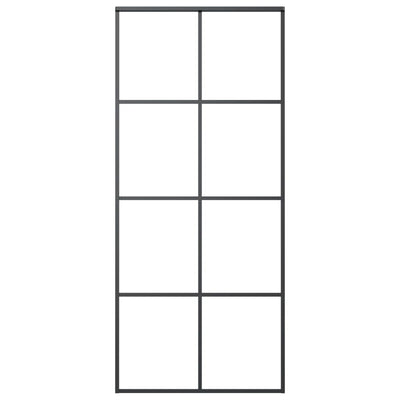 vidaXL Sliding Door Black 90x205 cm ESG Glass and Aluminium