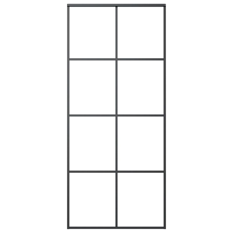 vidaXL Sliding Door Black 90x205 cm ESG Glass and Aluminium