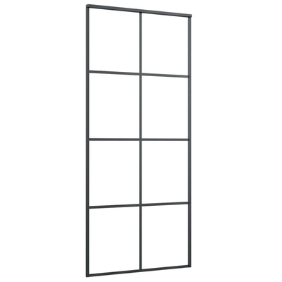 vidaXL Sliding Door Black 90x205 cm ESG Glass and Aluminium