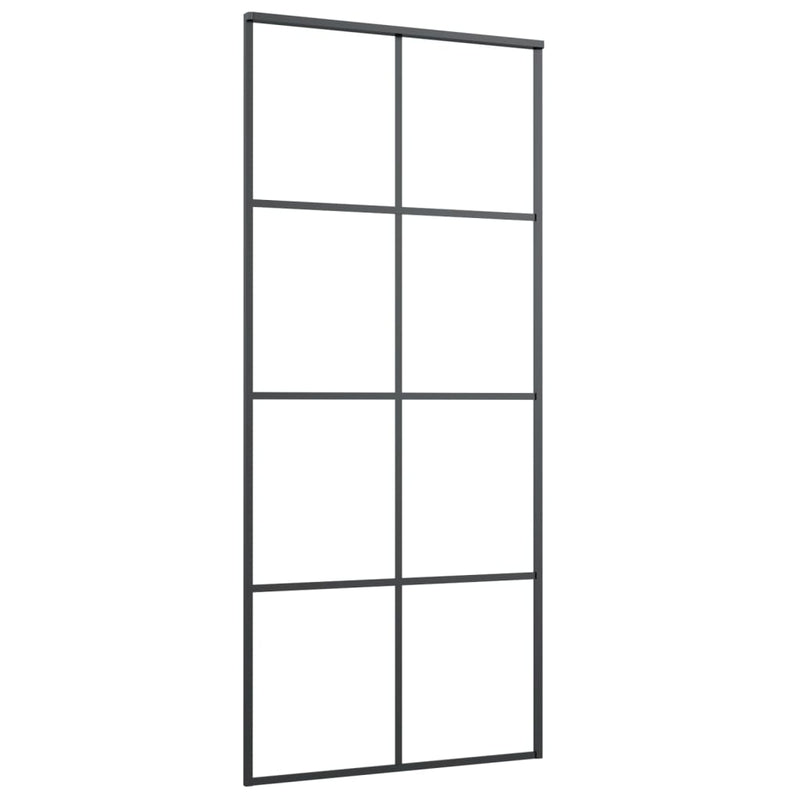 vidaXL Sliding Door Black 90x205 cm ESG Glass and Aluminium