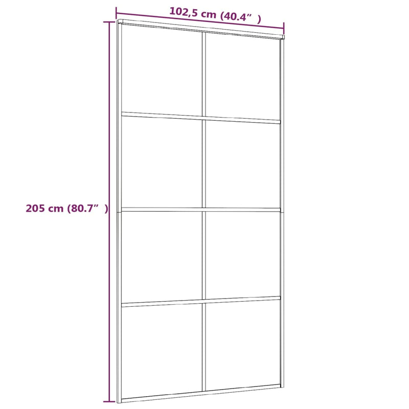 vidaXL Sliding Door Black 90x205 cm ESG Glass and Aluminium