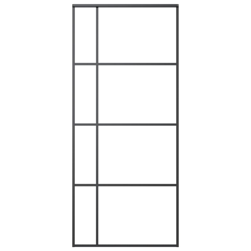 vidaXL Sliding Door ESG Glass and Aluminium 90x205 cm Black