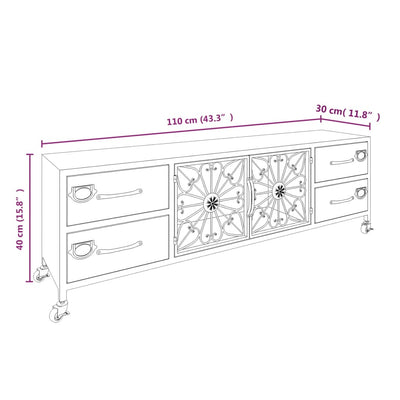 vidaXL TV Cabinet Silver 110x30x40 cm Iron