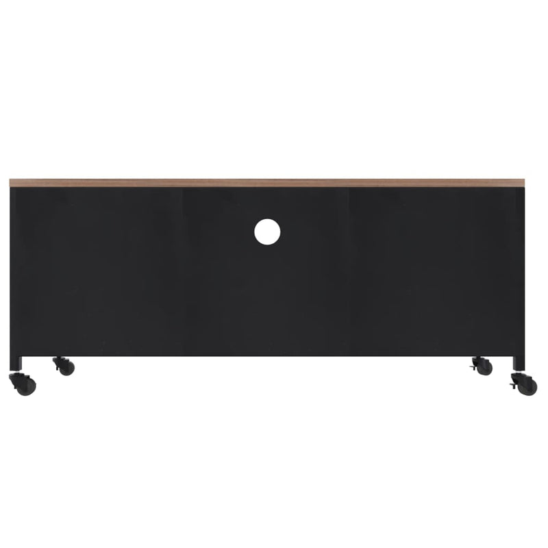 vidaXL TV Cabinet Black 110x30x43 cm Iron and Solid Wood Fir