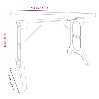 vidaXL Dining Table 110x65x82 cm Solid Wood Fir and Iron