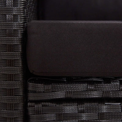 vidaXL 3 Piece Garden Dining Set with Black Cushions Poly Rattan