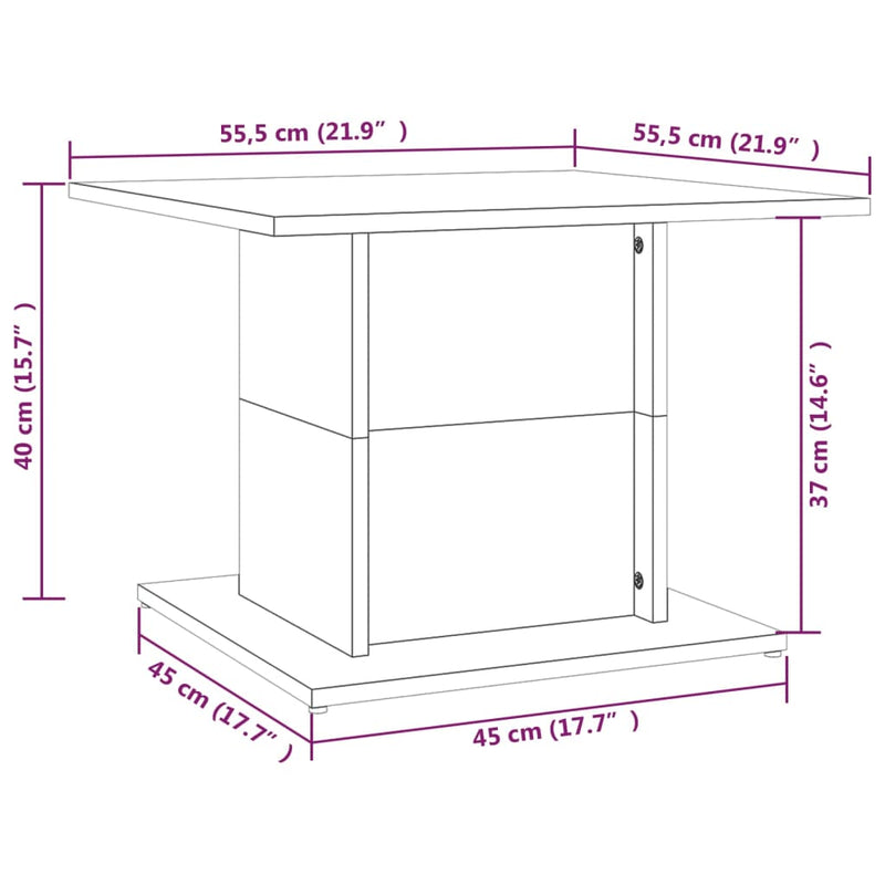 vidaXL Coffee Table White 55.5x55.5x40 cm Engineered Wood