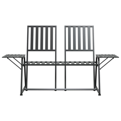 vidaXL 2-Seater Garden Bench 165 cm Black Steel