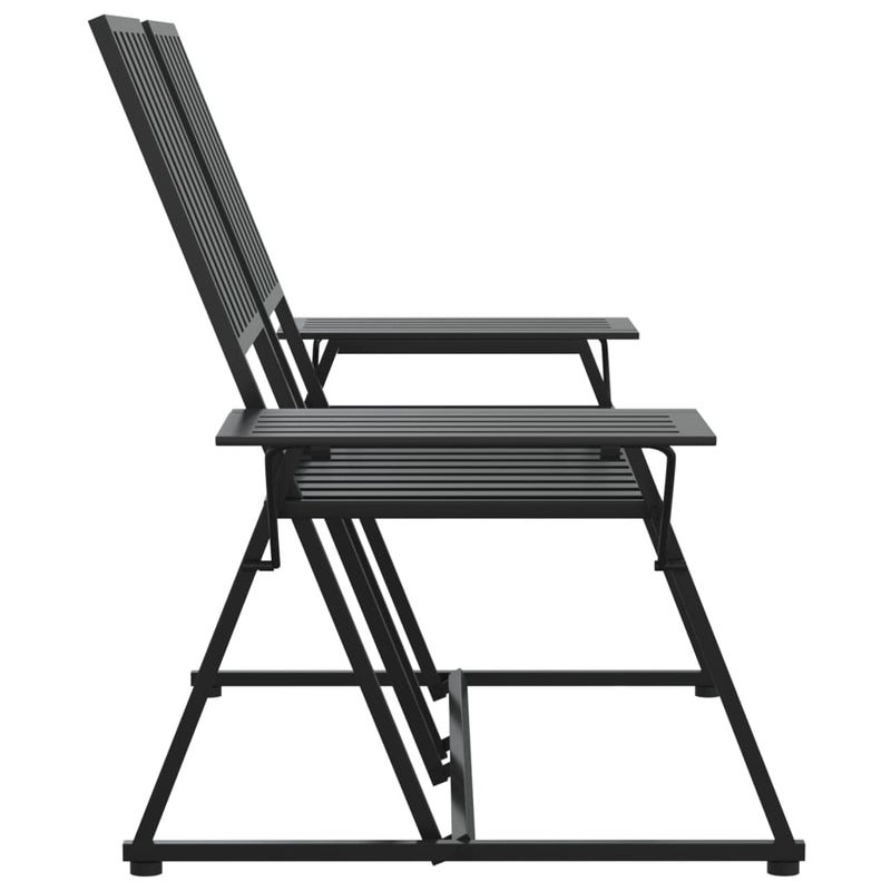 vidaXL 2-Seater Garden Bench 165 cm Black Steel