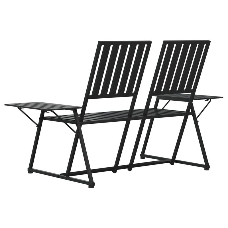 vidaXL 2-Seater Garden Bench 165 cm Black Steel