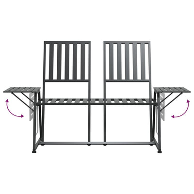 vidaXL 2-Seater Garden Bench 165 cm Black Steel