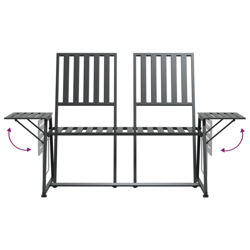 vidaXL 2-Seater Garden Bench 165 cm Black Steel