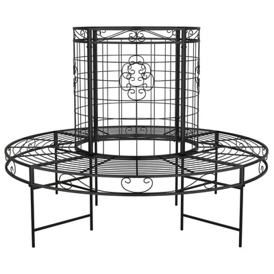 vidaXL Round Tree Bench Ø137 cm Black Steel