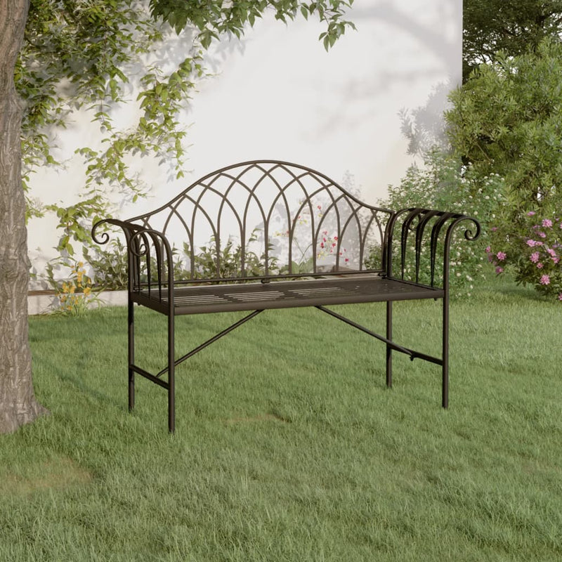 vidaXL 2-Seater Garden Bench 128 cm Black Steel