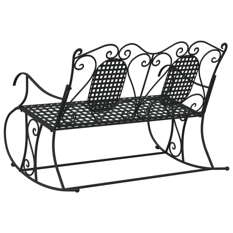 vidaXL 2-Seater Rocking Bench 113 cm Black Steel