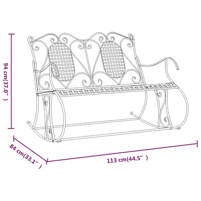 vidaXL 2-Seater Rocking Bench 113 cm Black Steel
