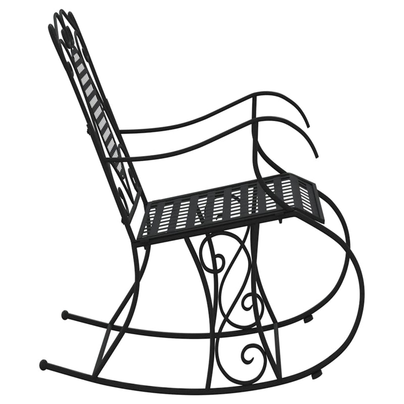 vidaXL 2-Seater Rocking Bench 113 cm Black Steel