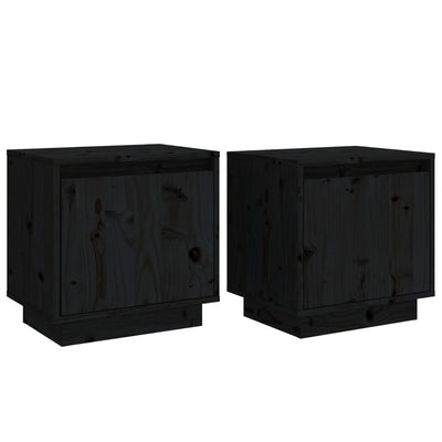 vidaXL Bedside Cabinets 2 pcs Black 40x30x40 cm Solid Wood Pine