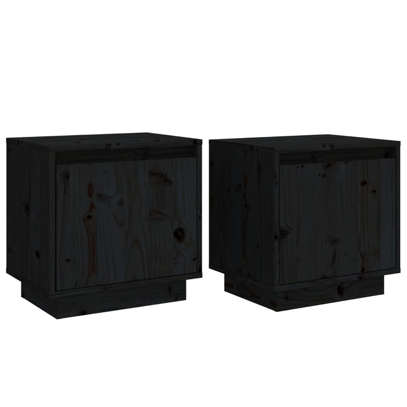 vidaXL Bedside Cabinets 2 pcs Black 40x30x40 cm Solid Wood Pine