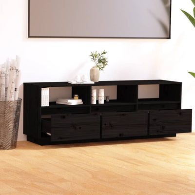 vidaXL TV Cabinet White 140x37x50 cm Solid Wood Pine