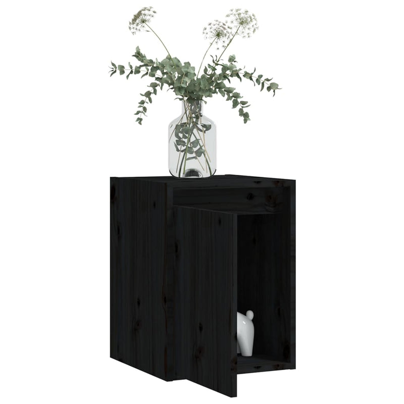 vidaXL Wall Cabinet Black 30x30x40 cm Solid Wood Pine