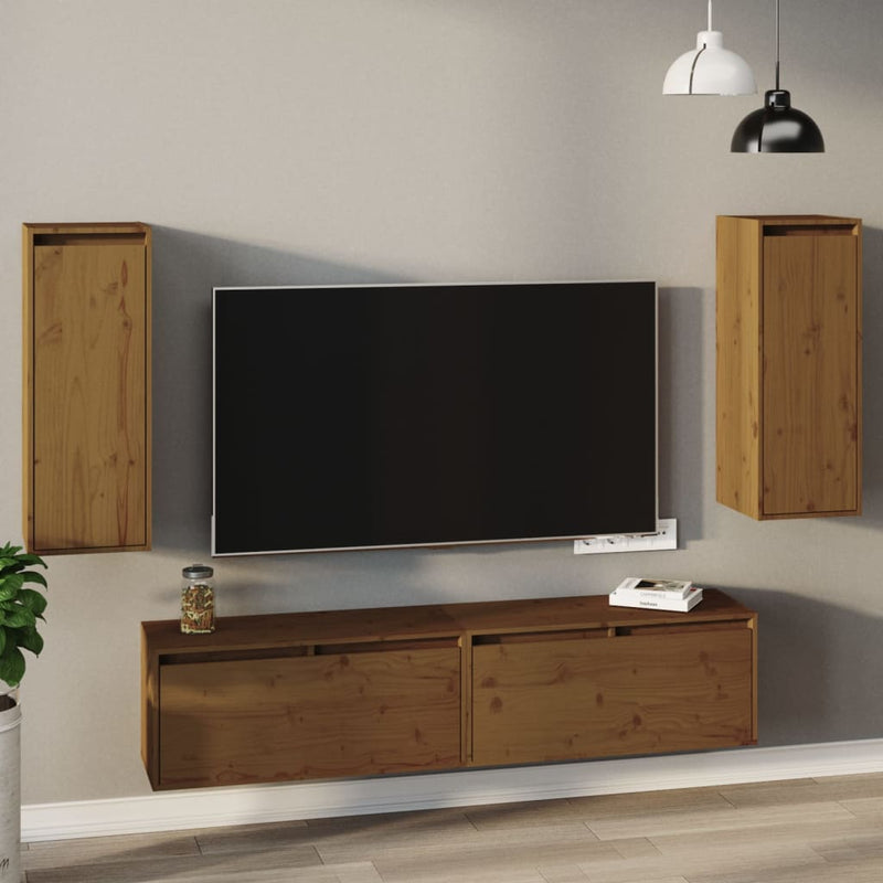 vidaXL Wall Cabinets 2 pcs Honey Brown 30x30x80 cm Solid Wood Pine
