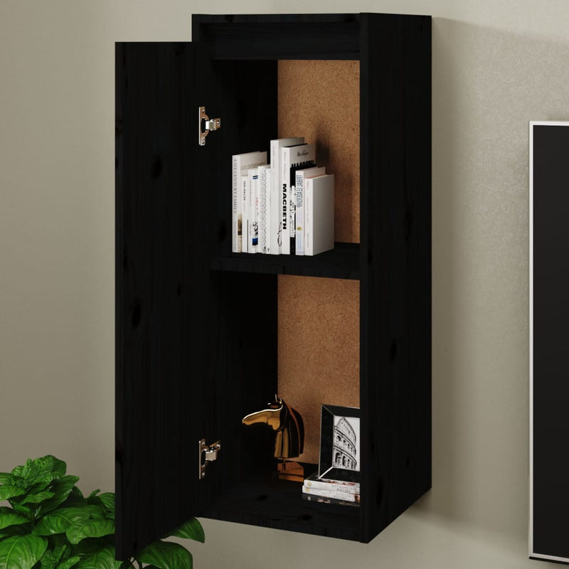 vidaXL Wall Cabinets 2 pcs Black 30x30x80 cm Solid Wood Pine