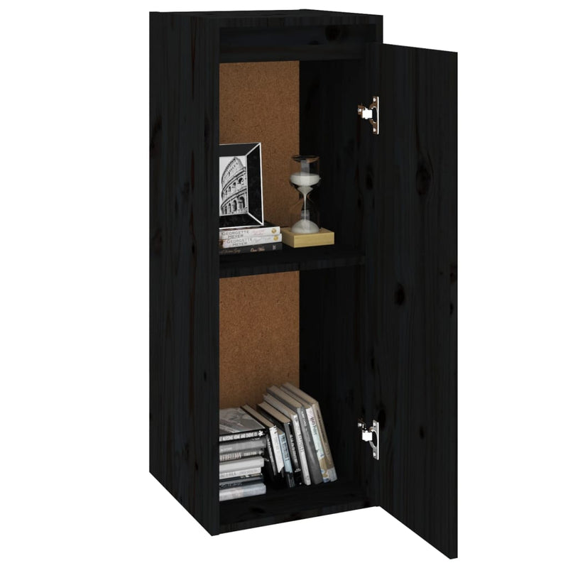 vidaXL Wall Cabinets 2 pcs Black 30x30x80 cm Solid Wood Pine