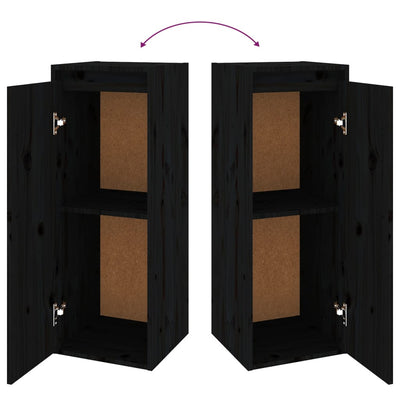 vidaXL Wall Cabinets 2 pcs Black 30x30x80 cm Solid Wood Pine