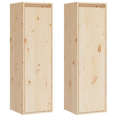 vidaXL Wall Cabinets 2 pcs Black 30x30x100 cm Solid Wood Pine