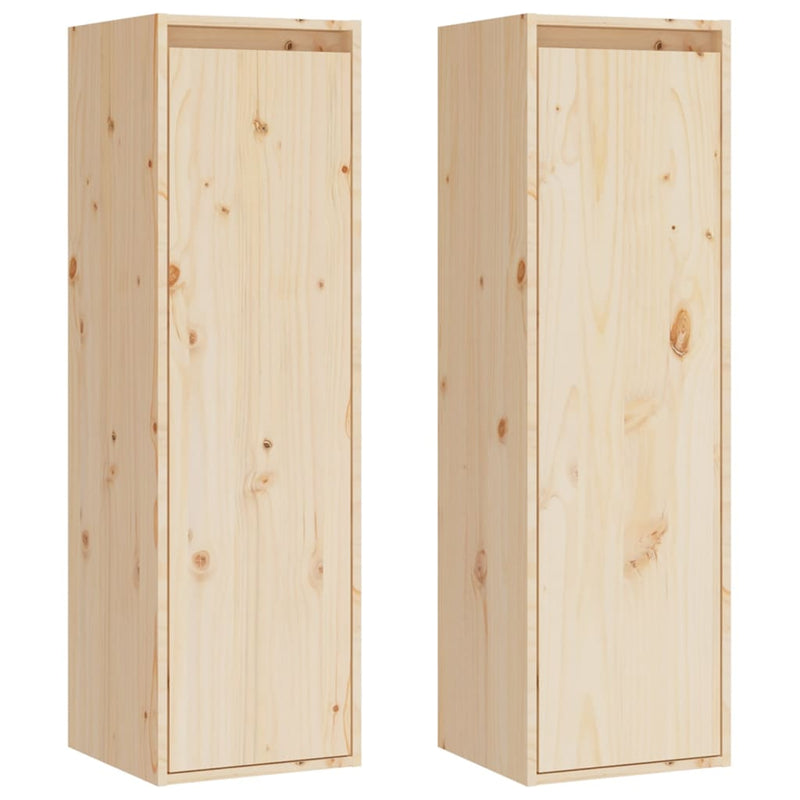 vidaXL Wall Cabinets 2 pcs Black 30x30x100 cm Solid Wood Pine