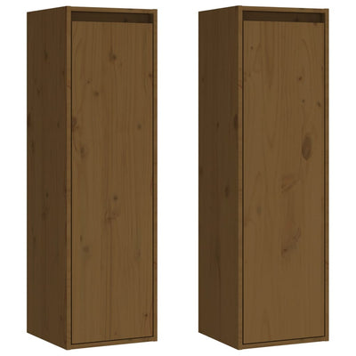 vidaXL Wall Cabinets 2 pcs Black 30x30x100 cm Solid Wood Pine