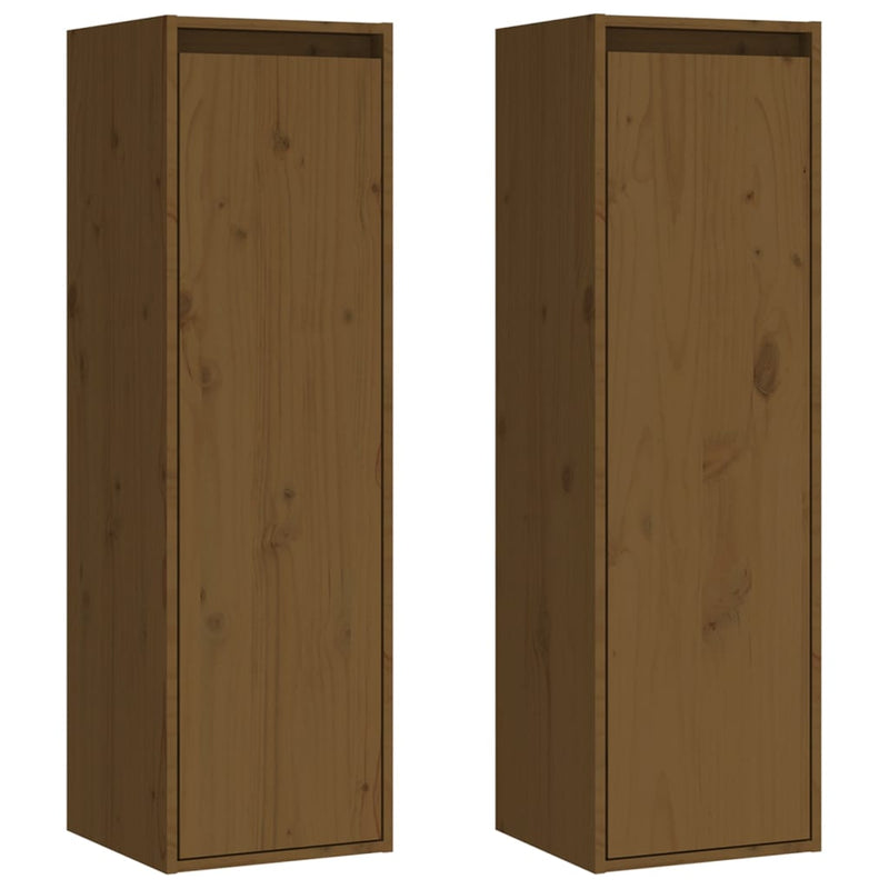 vidaXL Wall Cabinets 2 pcs Black 30x30x100 cm Solid Wood Pine