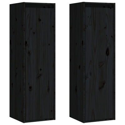 vidaXL Wall Cabinets 2 pcs Black 30x30x100 cm Solid Wood Pine