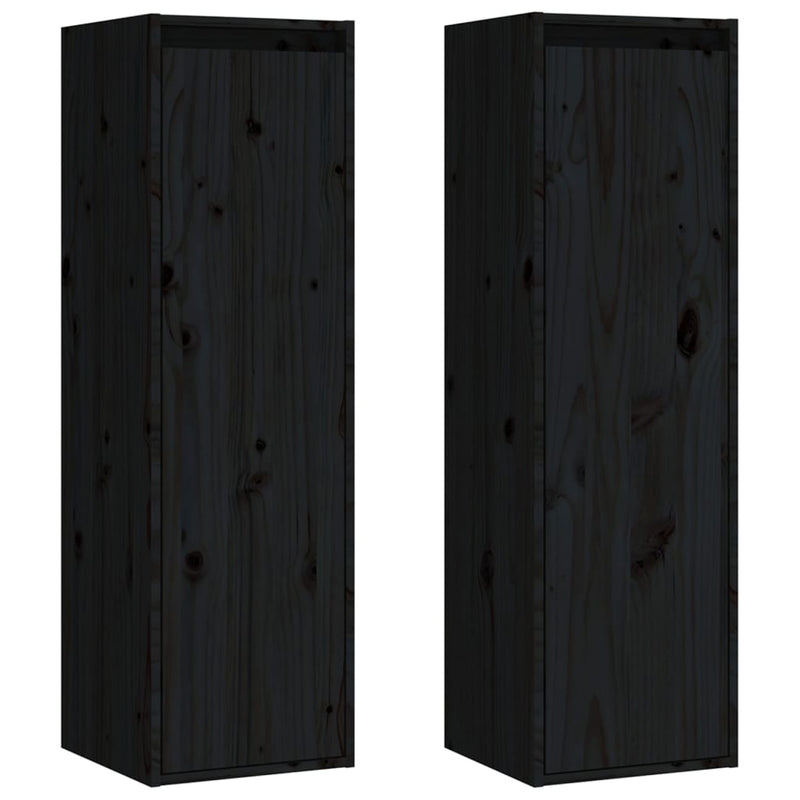 vidaXL Wall Cabinets 2 pcs Black 30x30x100 cm Solid Wood Pine