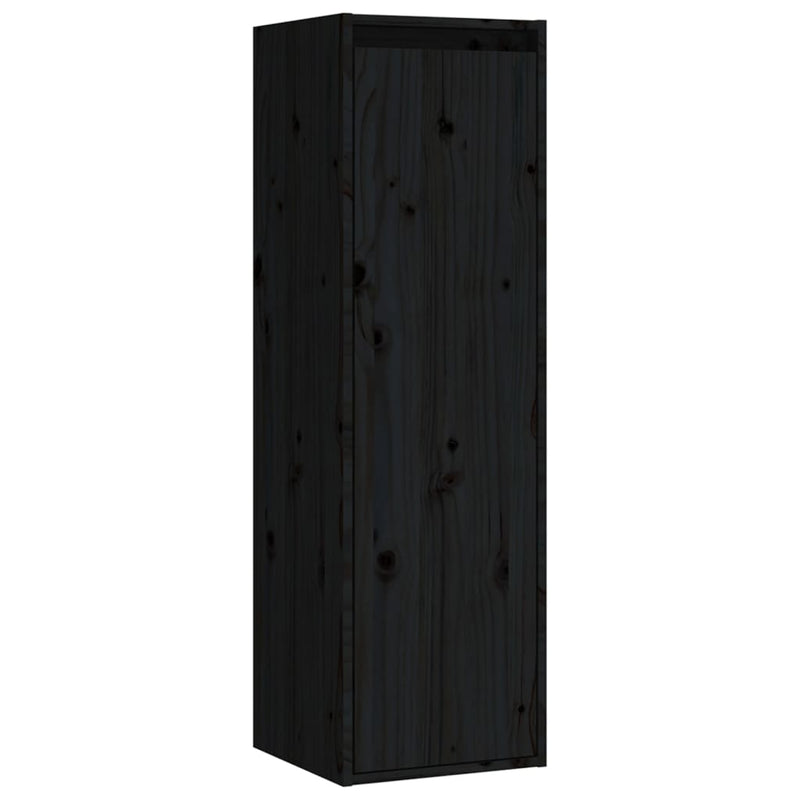 vidaXL Wall Cabinets 2 pcs Black 30x30x100 cm Solid Wood Pine