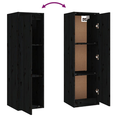 vidaXL Wall Cabinets 2 pcs Black 30x30x100 cm Solid Wood Pine