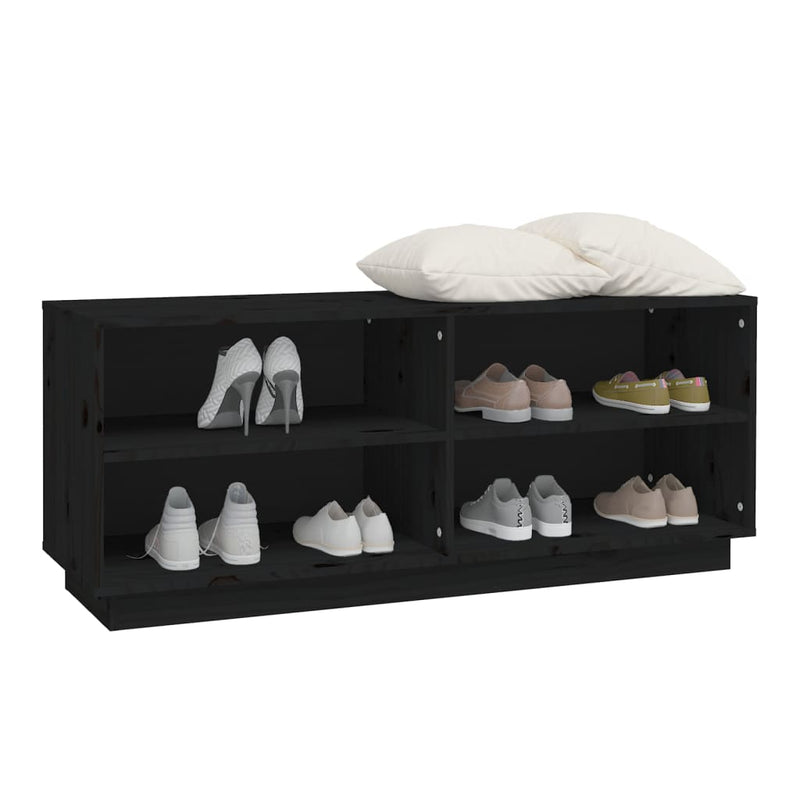 vidaXL Shoe Cabinet Black 110x34x45 cm Solid Wood Pine