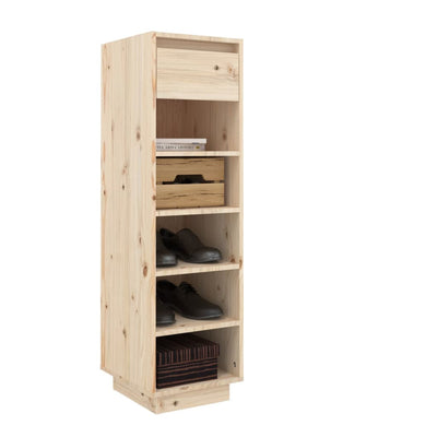 vidaXL Shoe Cabinet Black 30x34x105 cm Solid Wood Pine