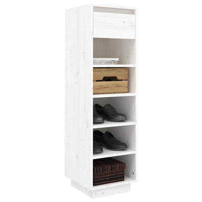 vidaXL Shoe Cabinet Black 30x34x105 cm Solid Wood Pine