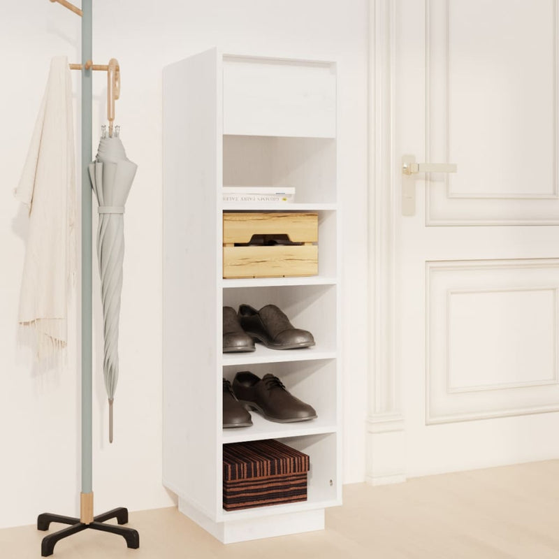 vidaXL Shoe Cabinet Black 30x34x105 cm Solid Wood Pine