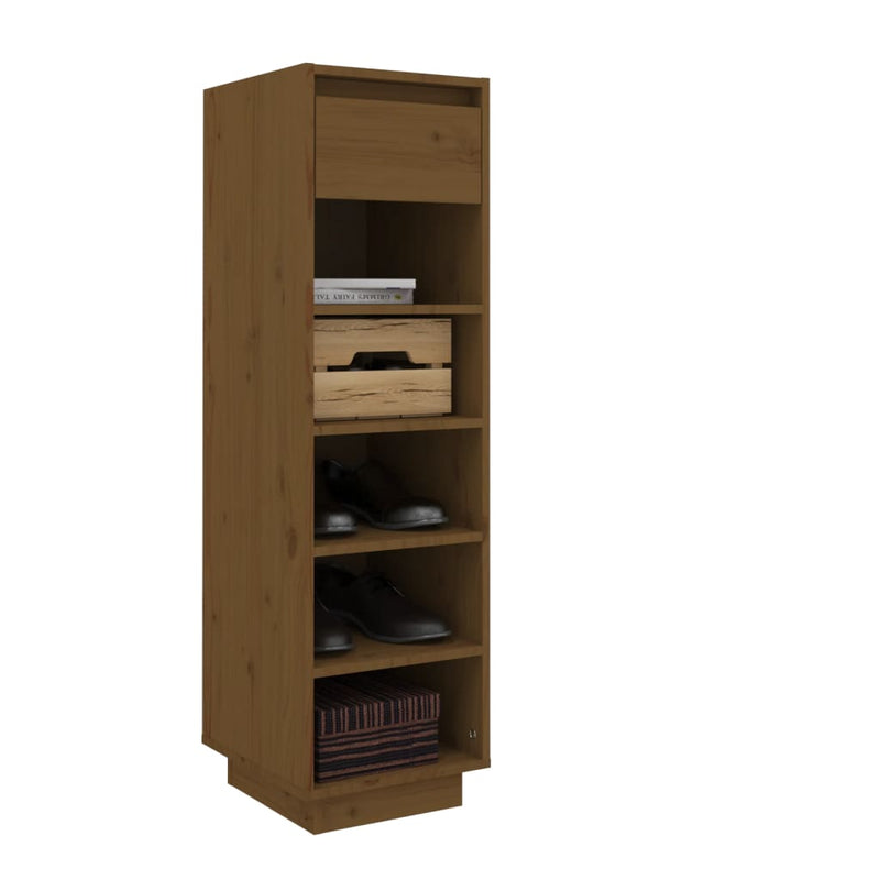 vidaXL Shoe Cabinet Black 30x34x105 cm Solid Wood Pine