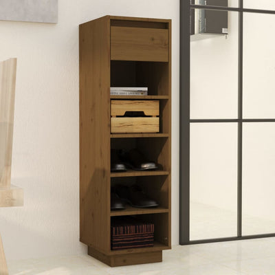 vidaXL Shoe Cabinet Black 30x34x105 cm Solid Wood Pine