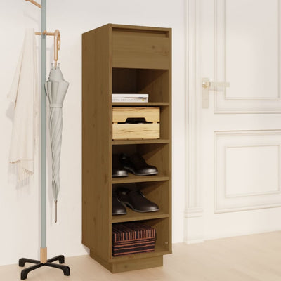vidaXL Shoe Cabinet Black 30x34x105 cm Solid Wood Pine