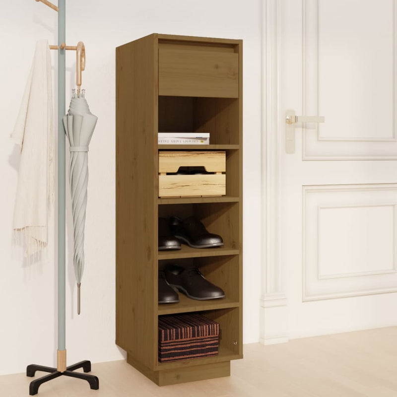 vidaXL Shoe Cabinet Black 30x34x105 cm Solid Wood Pine